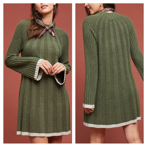 Anthropologie Dresses & Skirts - NWT🌿Anthropologie Arsenau Moss Green Sweater Dress